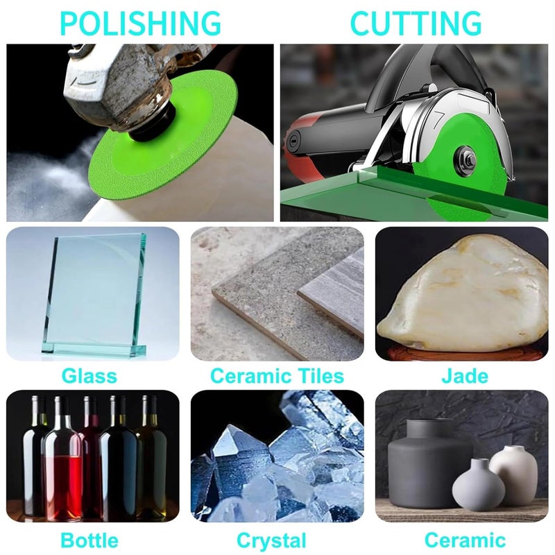 Warmtree 5 pcs Glass Cutting Disc for Angle Grinder, 4.5" X 7/8”Ceramic Tile Cutter Blade, Ultra-Thin Diamond Glass Cutters Tools for Grinding Ceramic,Crystal,Wine Bottle,Tile,Jade. - Image 5